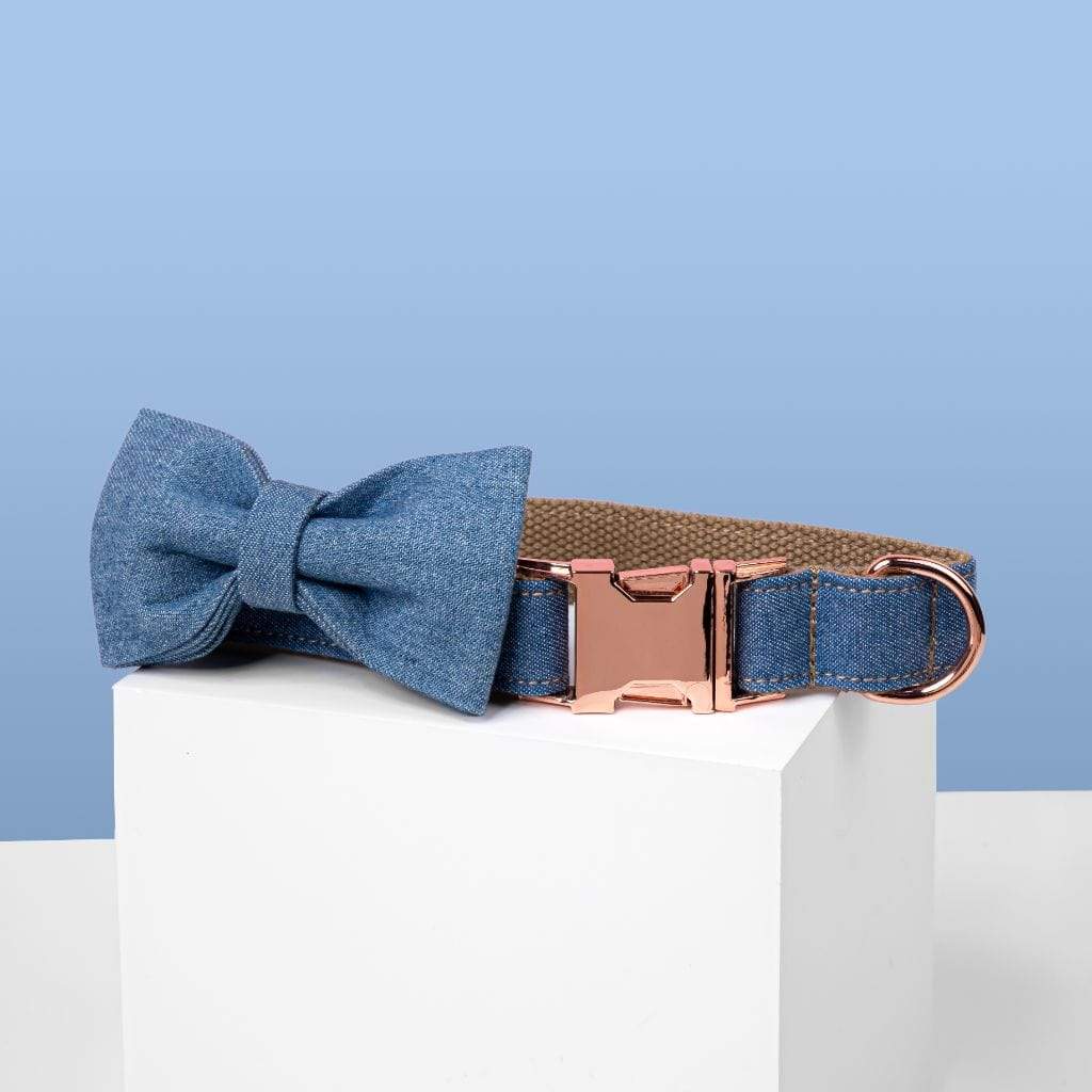 Denim Bow Tie Dog Collar-Barker & Bone