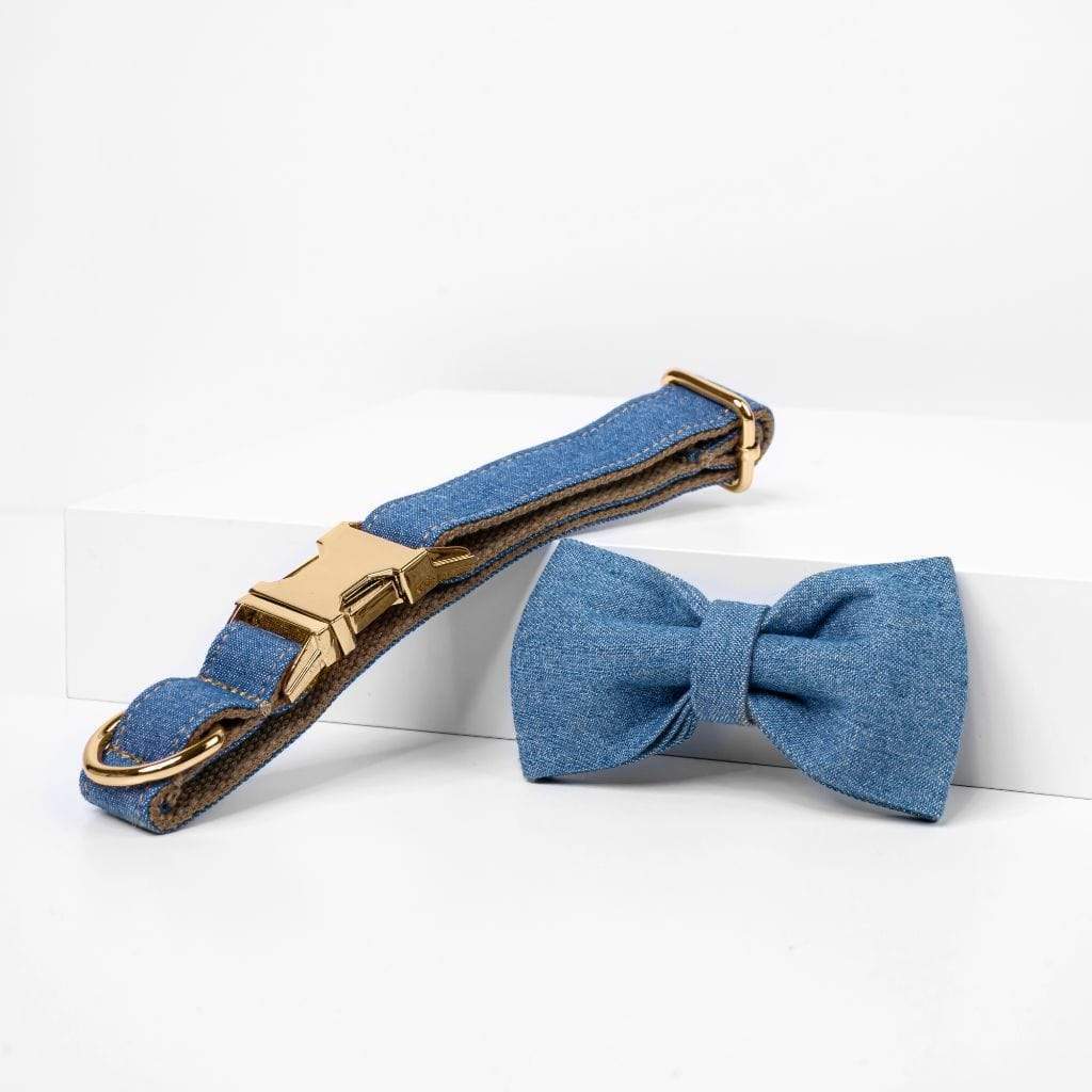 Denim Bow Tie Dog Collar-Barker &amp; Bone