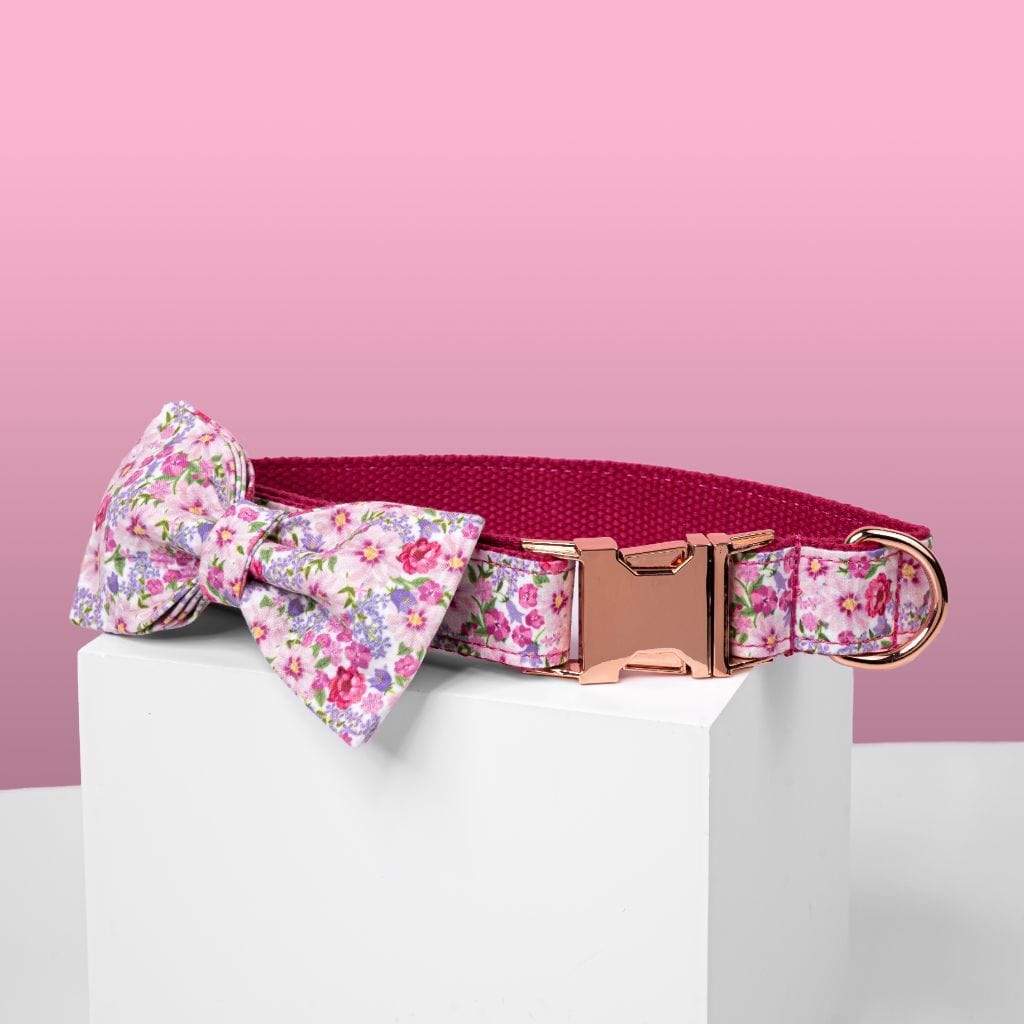Pink Flower Bow Tie Dog Collar-Barker &amp; Bone