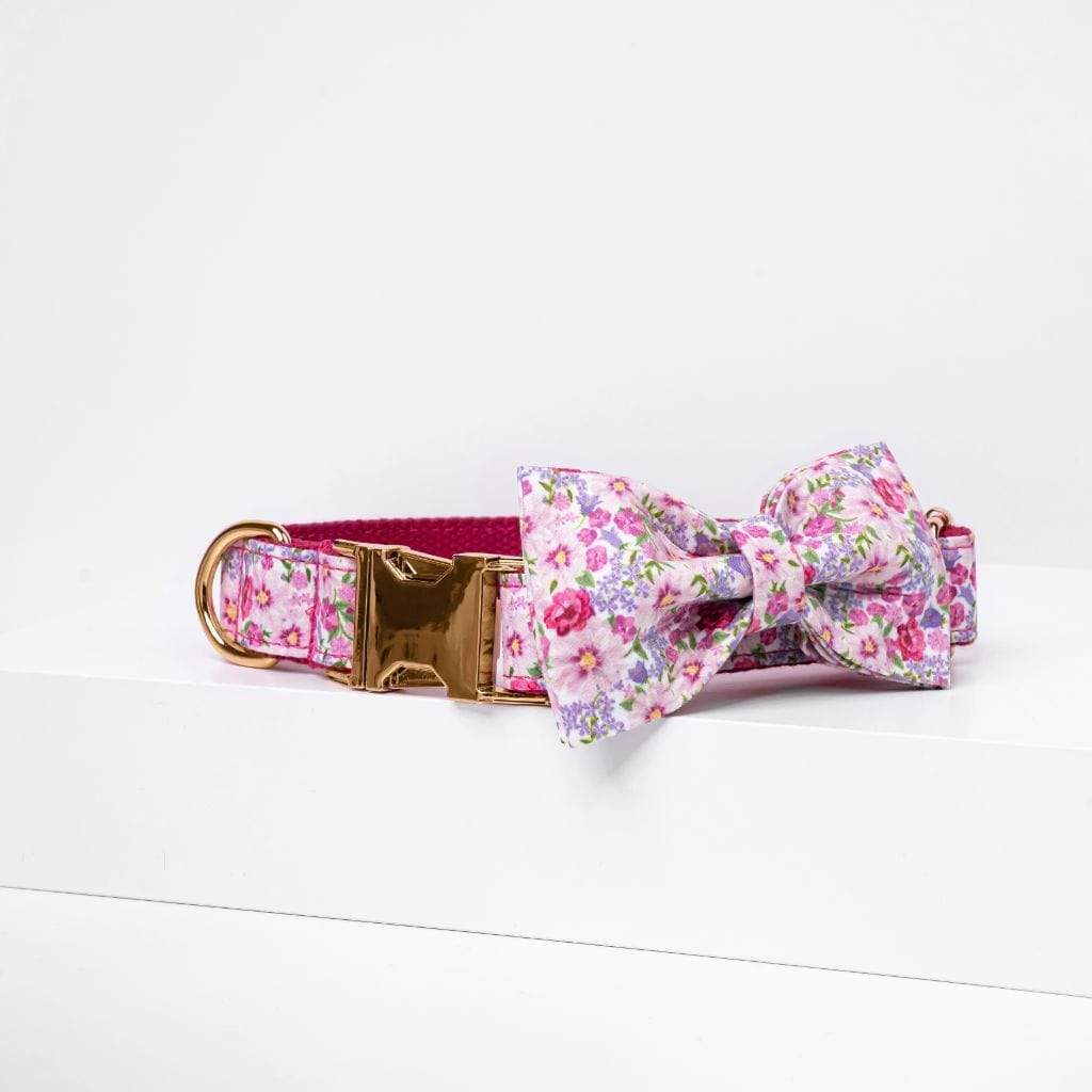 Pink Flower Bow Tie Dog Collar-Barker &amp; Bone