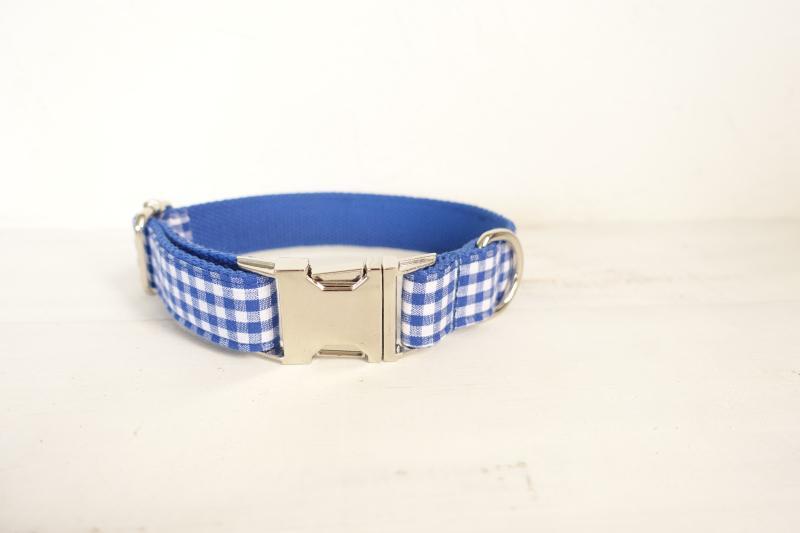 Blue Plaid Dog Collar  &amp; Leash Set - Barker &amp; Bone