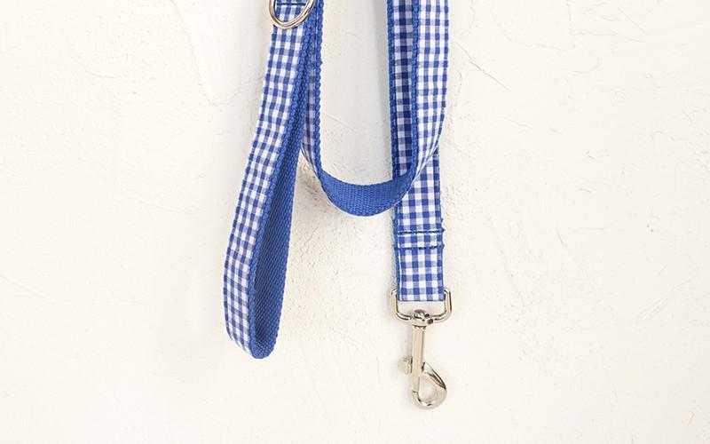 Blue Plaid Dog Collar  &amp; Leash Set - Barker &amp; Bone