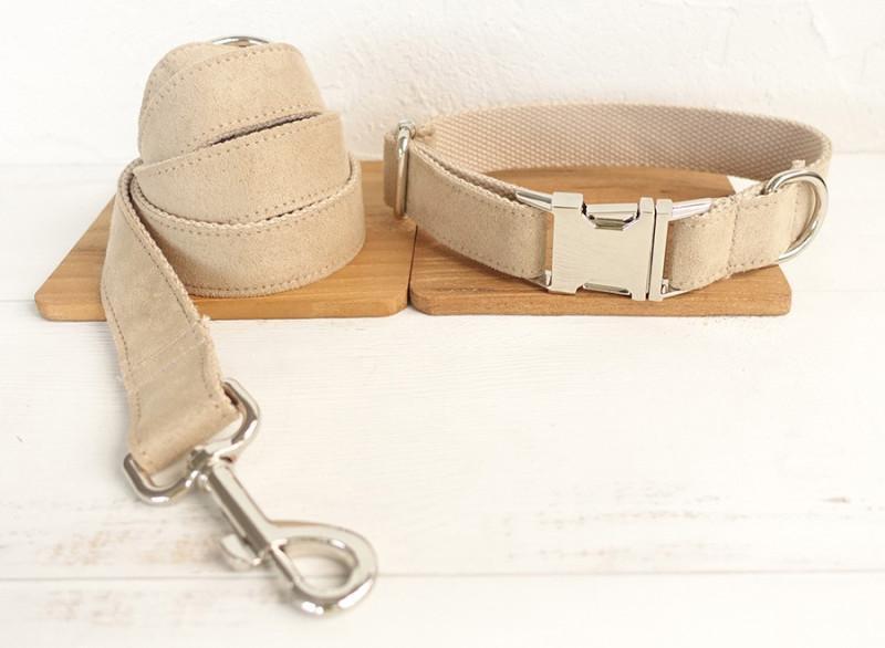 Cream Dog Collar & Leash Set - Barker & Bone 