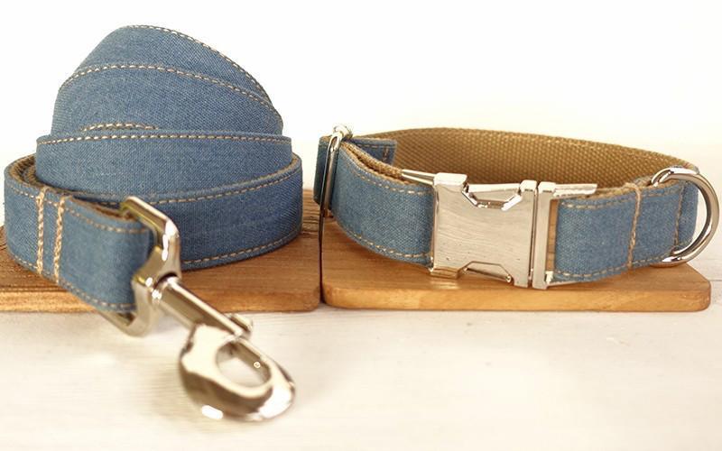 Denim Dog Collar &amp; Leash Set - Barker &amp; Bone 