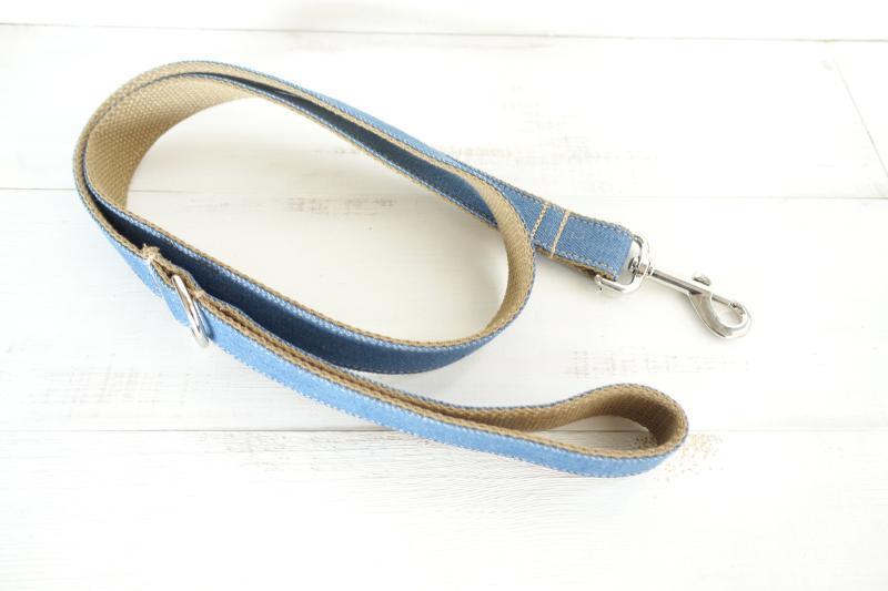 Denim Dog  Collar  &amp; Leash -Barker &amp; Bone