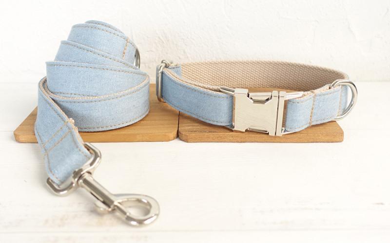 Dog Collar &amp; Leash | Light Denim - Barker &amp; Bone 