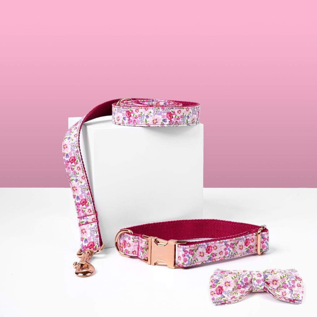 Luxe Dog Collar &amp; Leash | Pink Flower - Barker &amp; Bone 